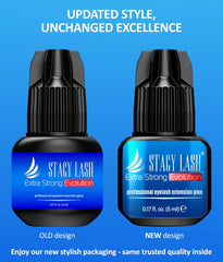Stacy LASH Evolution packaging seal highlights freshness for salon glue.