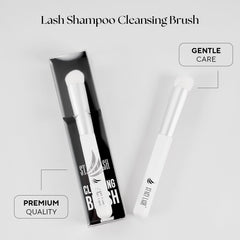 STACY LASH eyelash cleansing brush in use during lash wash with extensions.