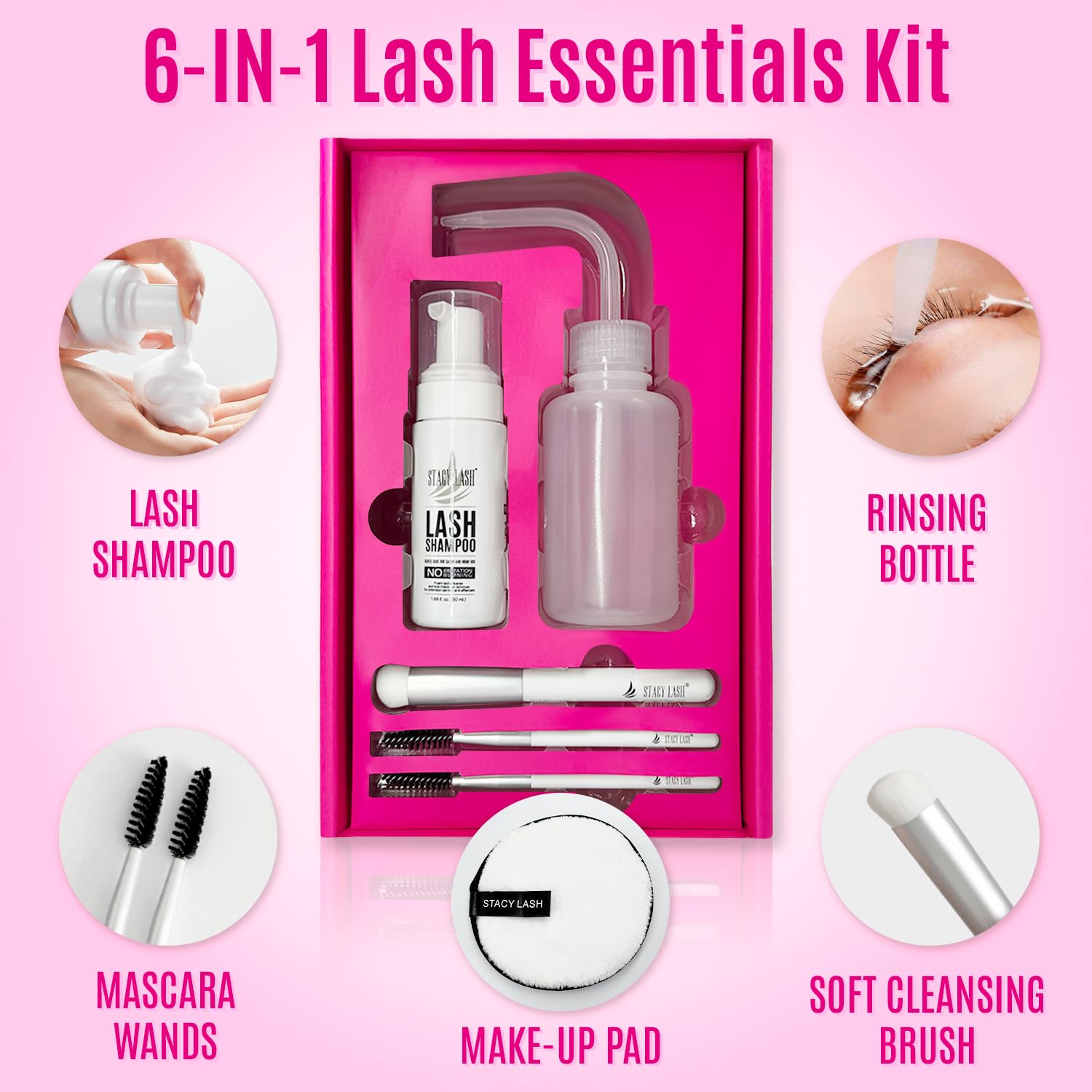 Kit STACY LASH para limpieza de pestañas, conjunto completo de cuidado diario