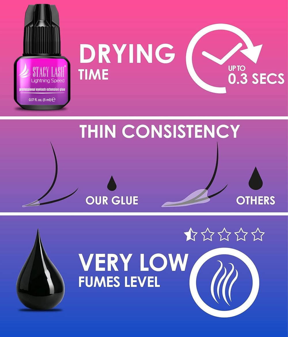 STACY LASH adhesive provides extra strong hold for lasting lash retention