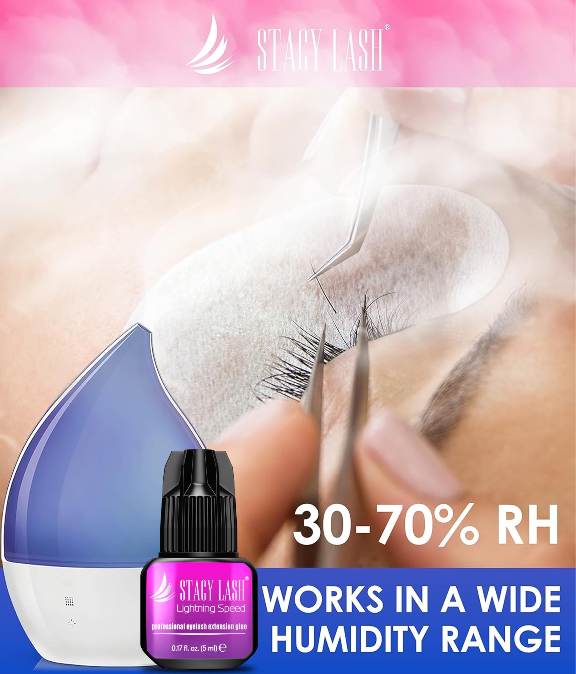 STACY LASH latex-free formula minimizes irritation in salons