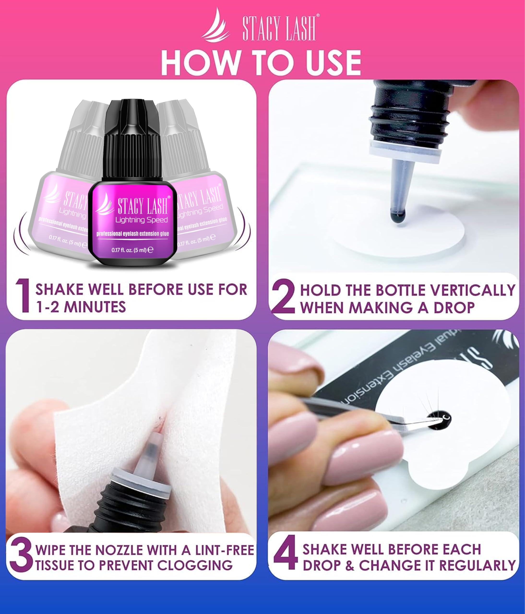 STACY LASH glue for semi-permanent lashes used by professionals