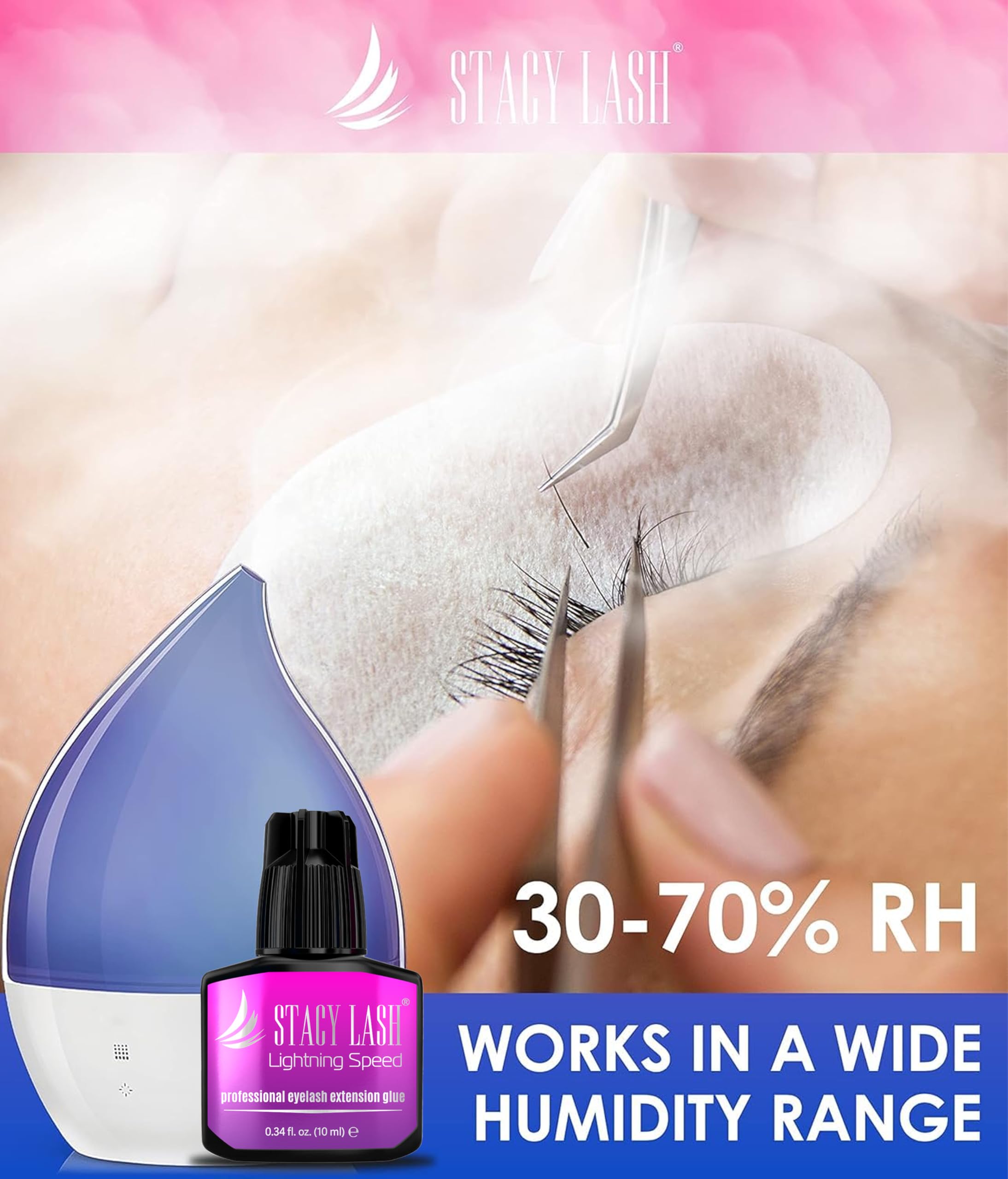 Latex-free Stacy Lash Lightning Speed formula reducing irritation risks.