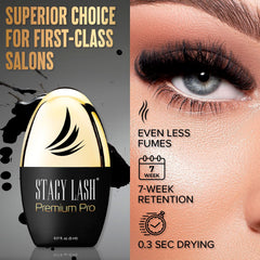 Stacy Lash Premium Pro glue close-up for precise lash placement and smooth application