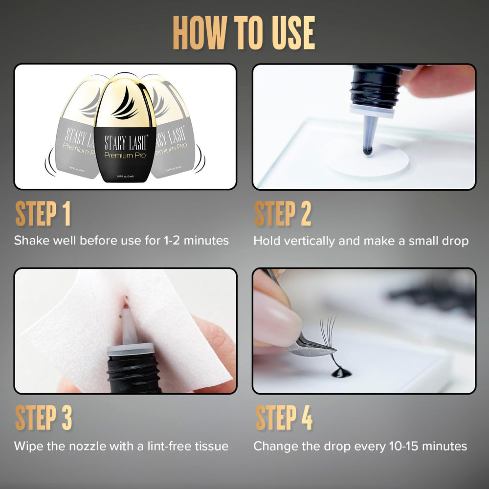 Stacy Lash Premium Pro glue texture enables even distribution on lashes