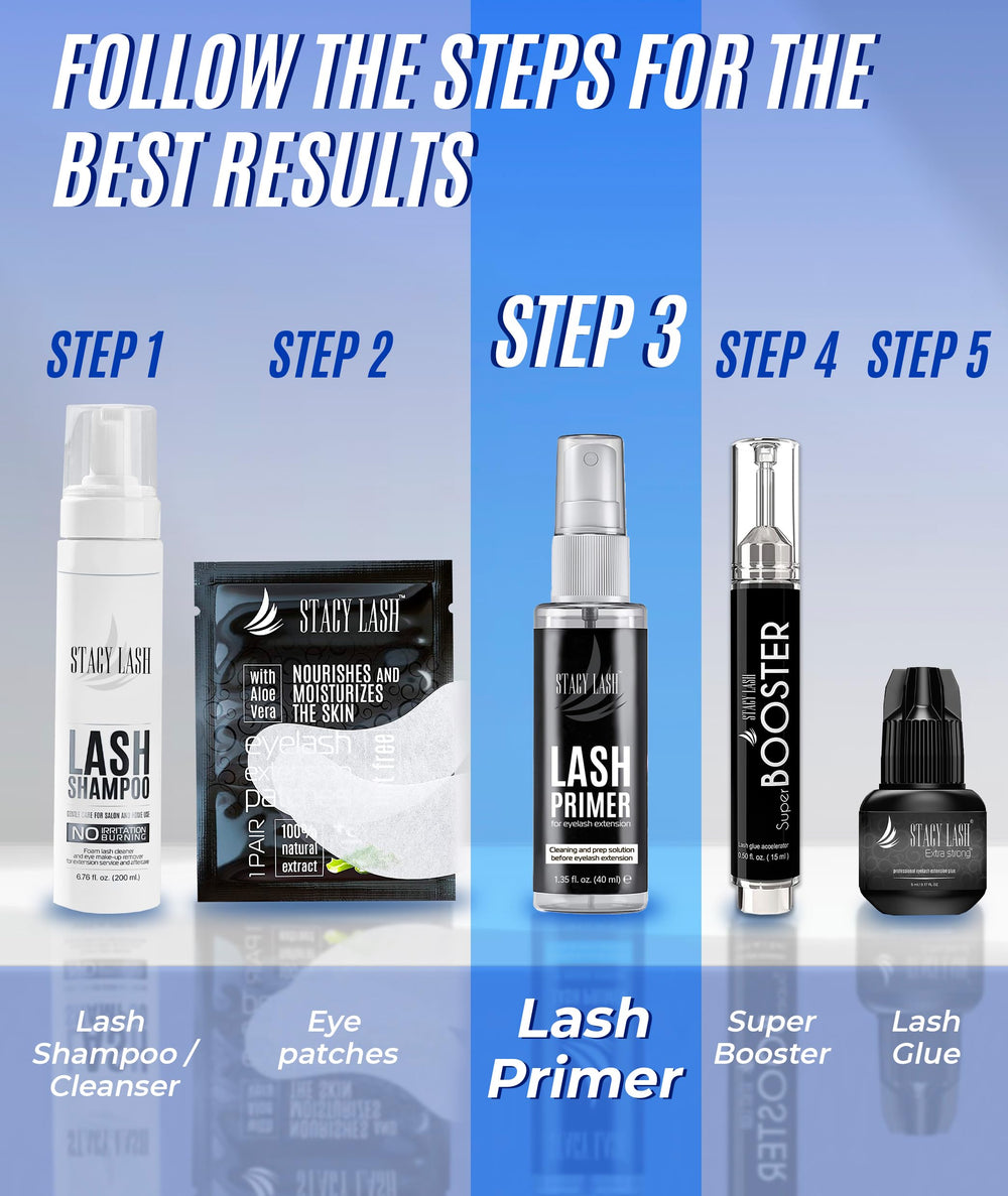 STACY LASH primer in professional lash studio setup supports fast, reliable pre-treatment.