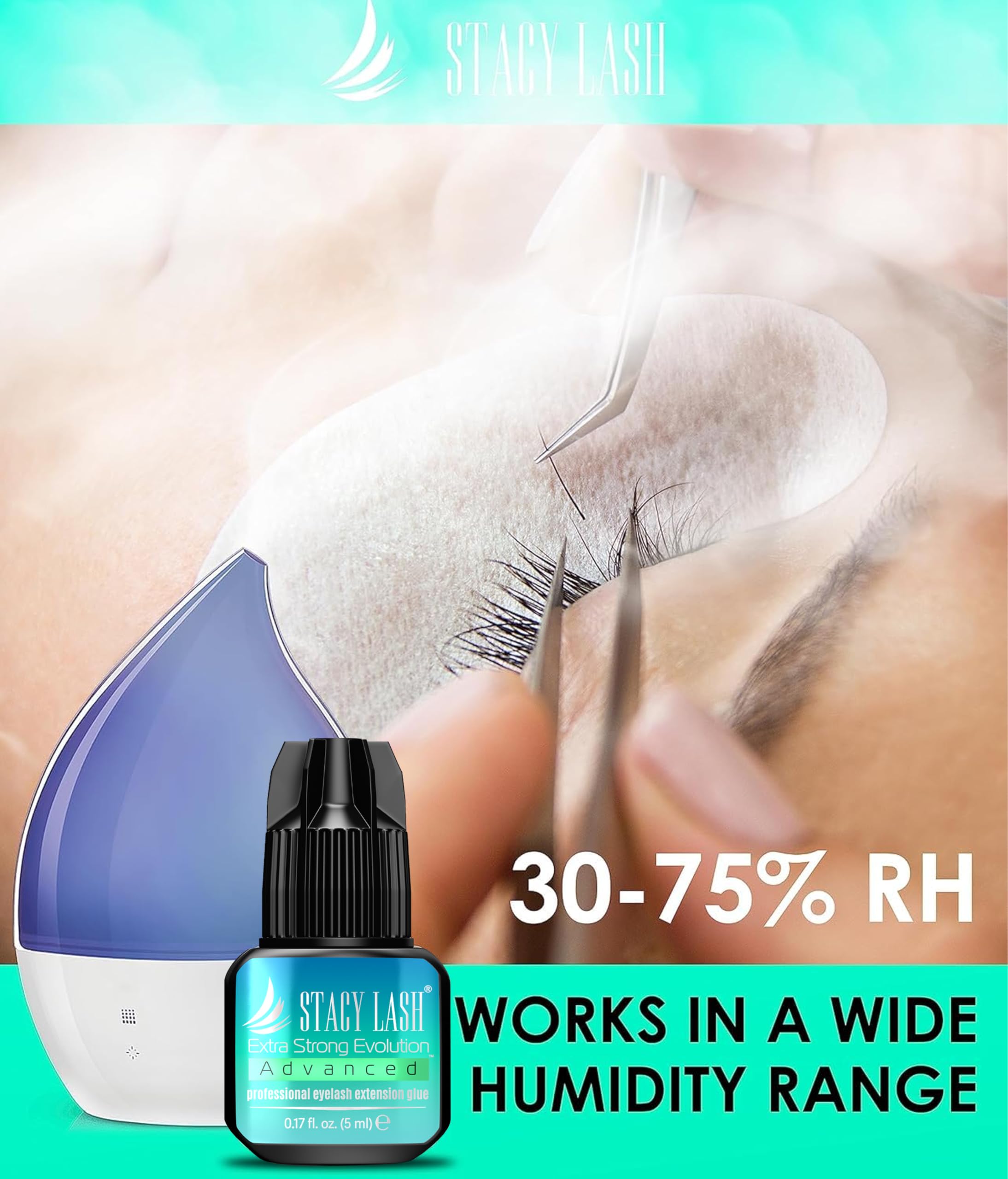 Stacy L ash semi-permanent adhesive quick-dry in action during application.