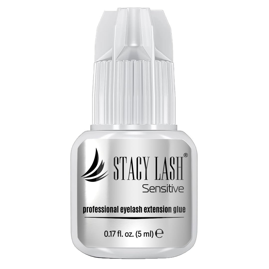 STACY LASH Sensitive glue bottle close-up for precise lash extensions