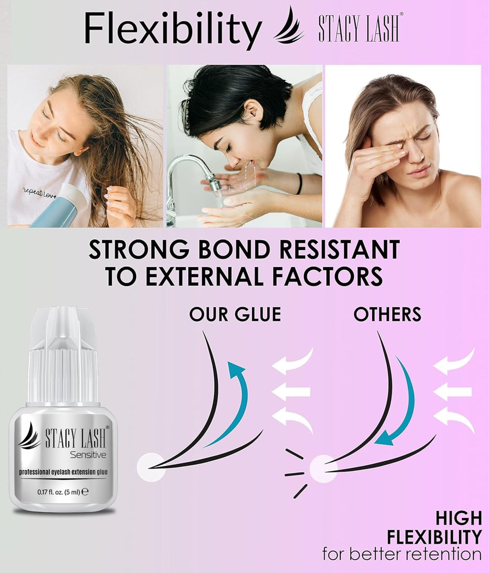 STACY LASH Sensitive glue for lash extensions shows strong hold