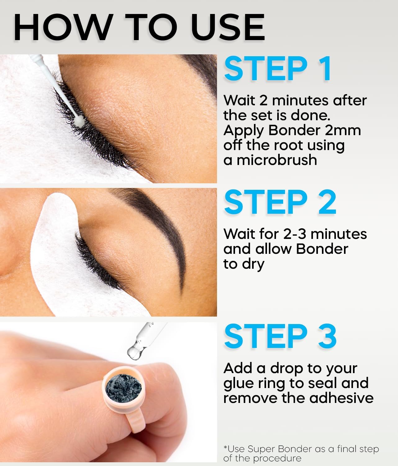 STACY LASH Super Bonder, aplicación delicada, ideal para trabajos minuciosos.