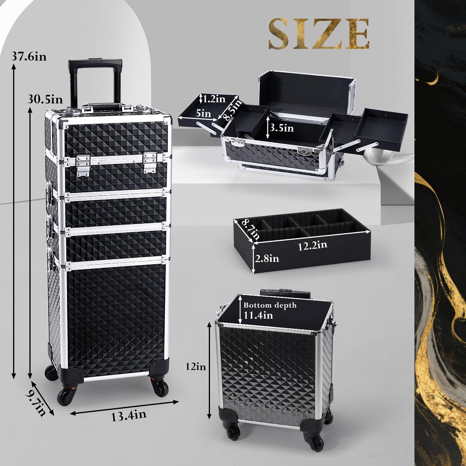 Durable aluminum frame with MDF and ABS for long-lasting support.