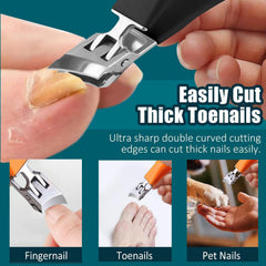 2PCS Wide Jaw Opening Anti-Splash Slanted Nail Clipper features stainless steel blade for durability.
