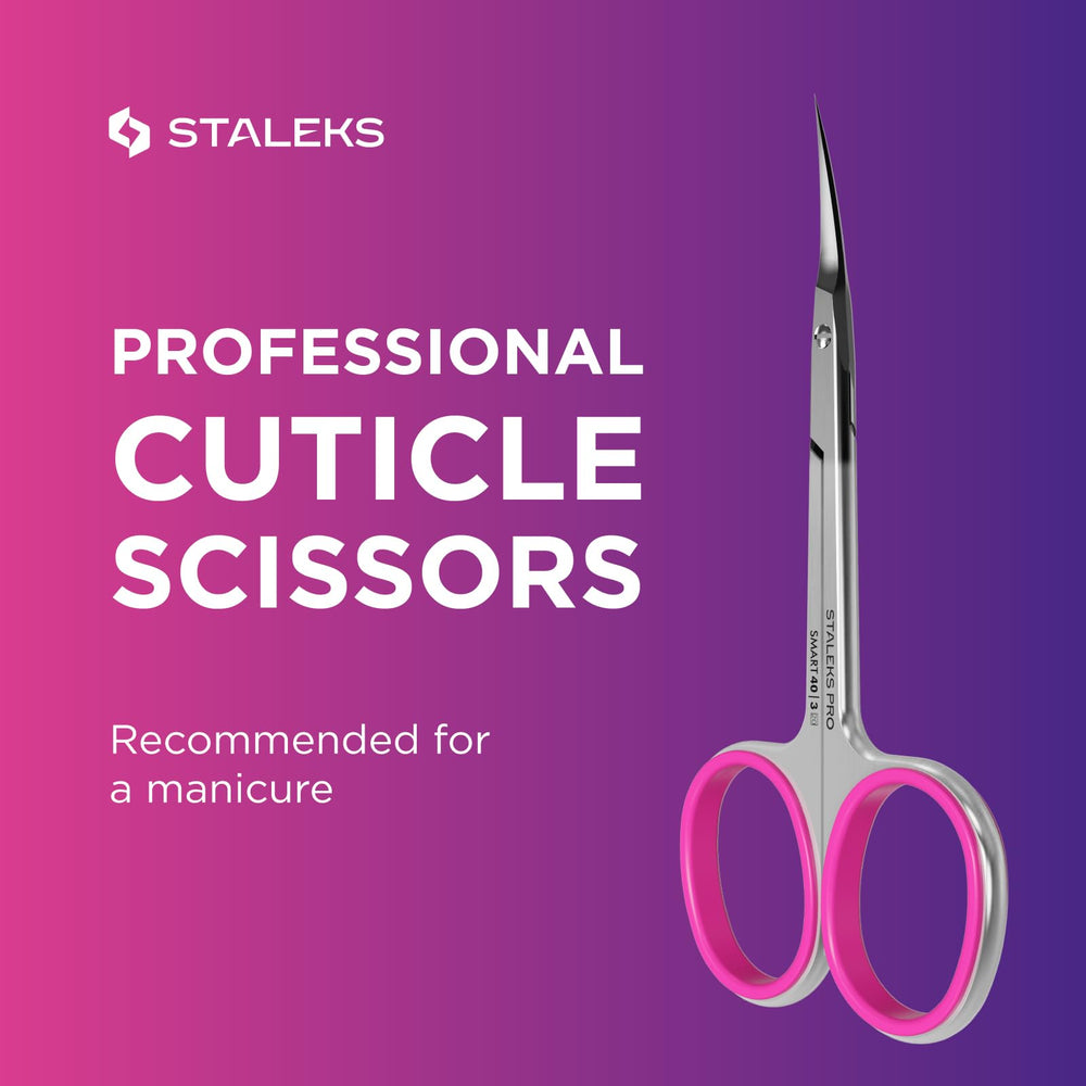 Staleks Pro cuticle scissors extra-fine blades for delicate work.