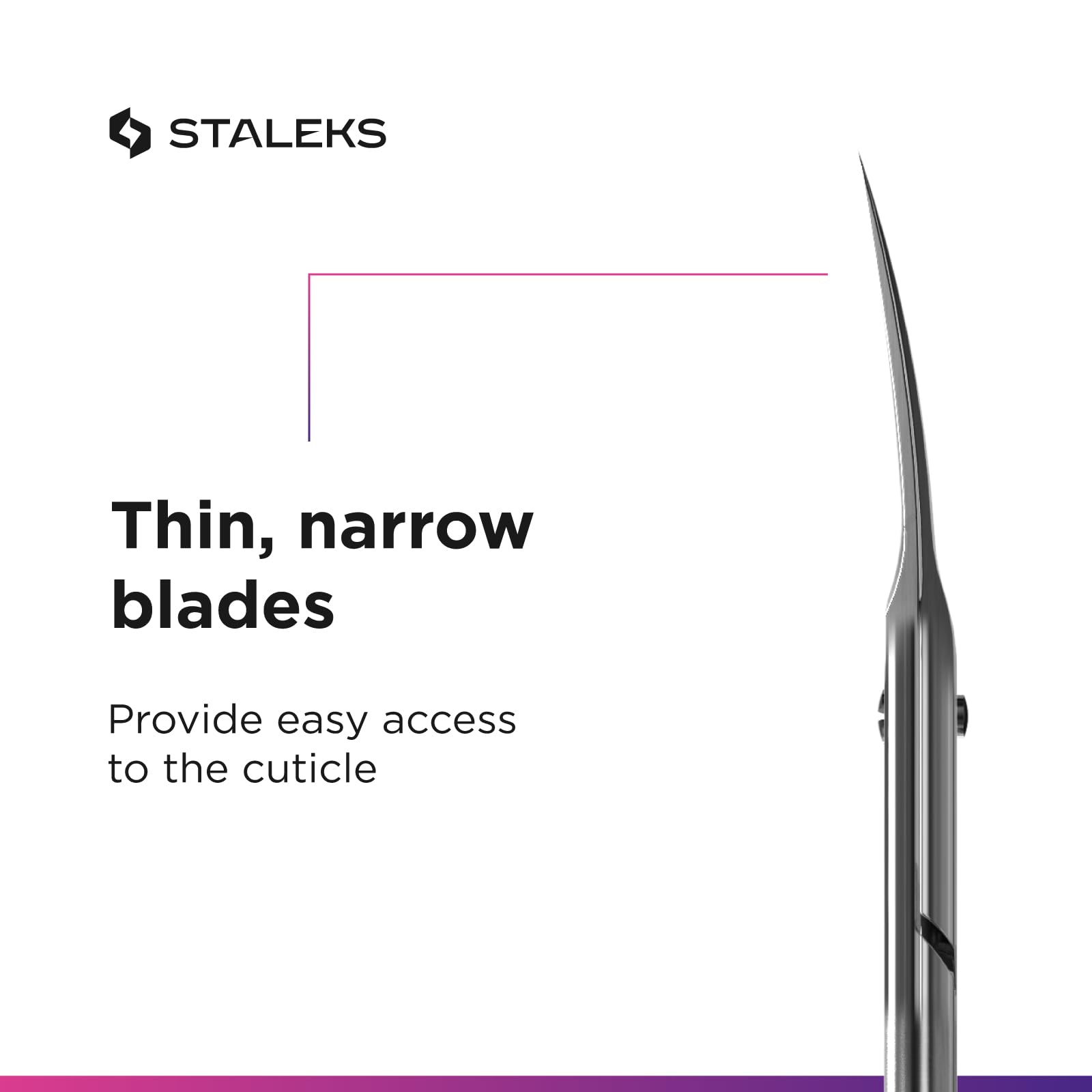 Staleks Pro cuticle scissors matte handle reduces glare during use.
