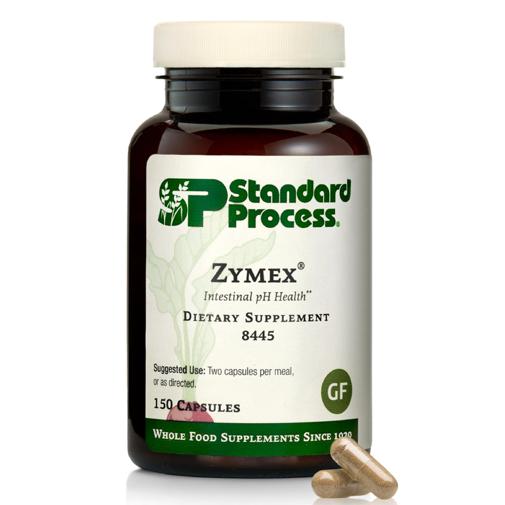 Standard Process Zymex capsules bottle front view for digestive health support.