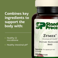 Standard Process Zymex capsules with rice bran ingredient focus.
