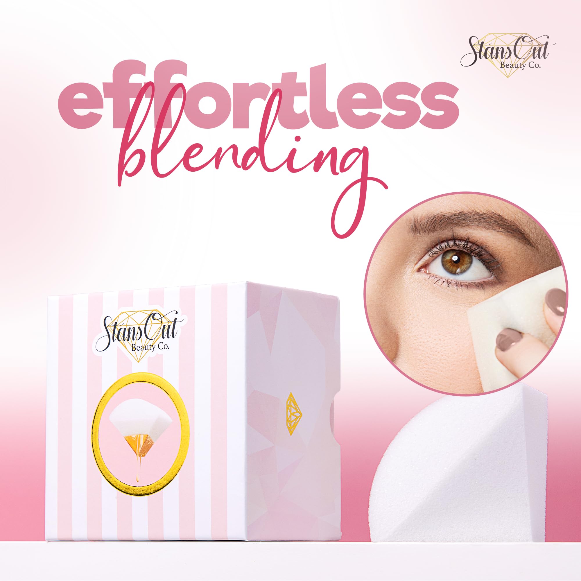 StansOut sponge multi-angle design reaches contours for full-face coverage.