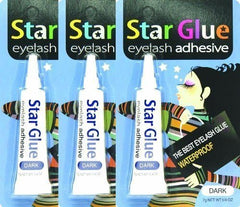 Star Eyelash Glue Dark being applied for fast, secure lash attachment.