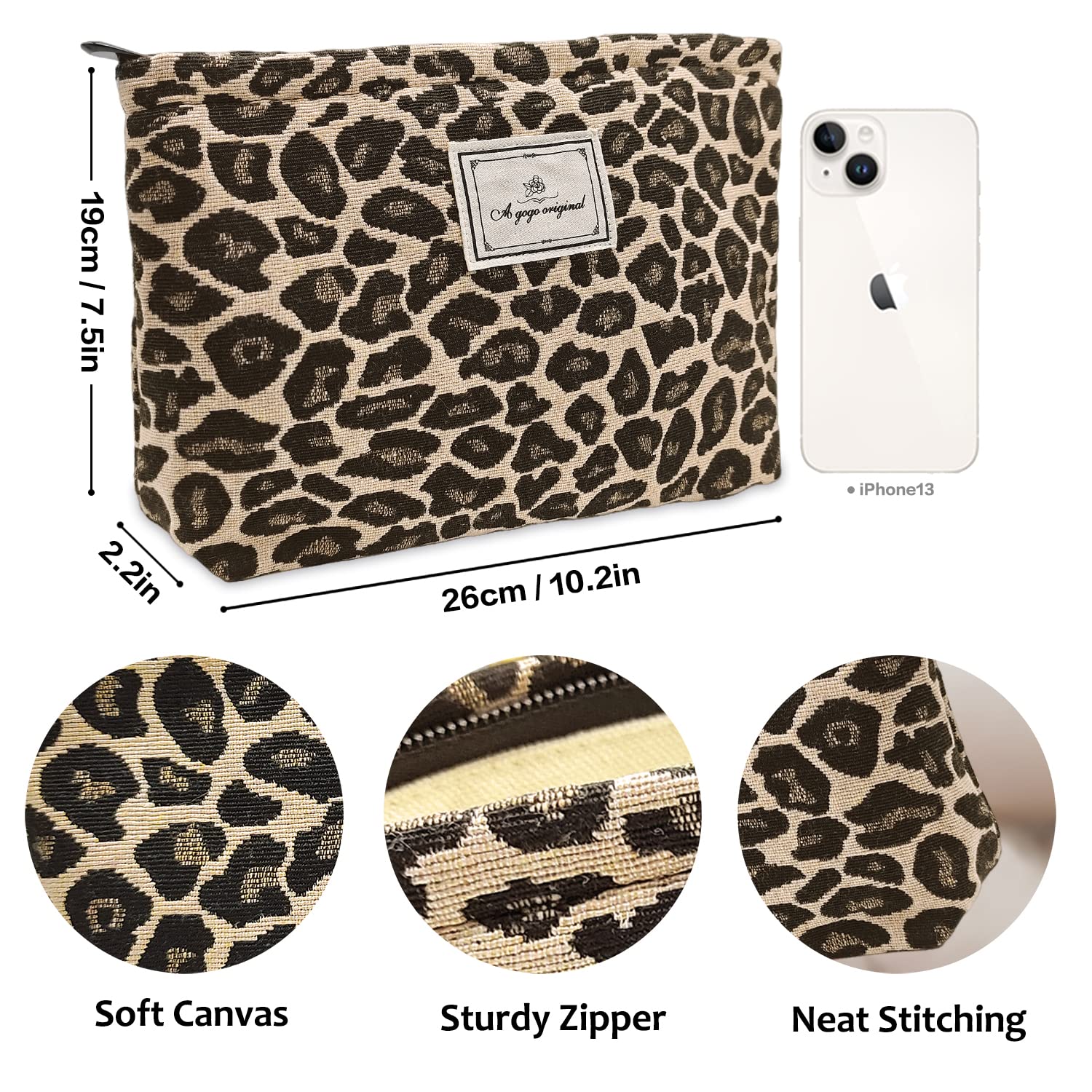 STARDW leopard makeup bag back view showing full silhouette