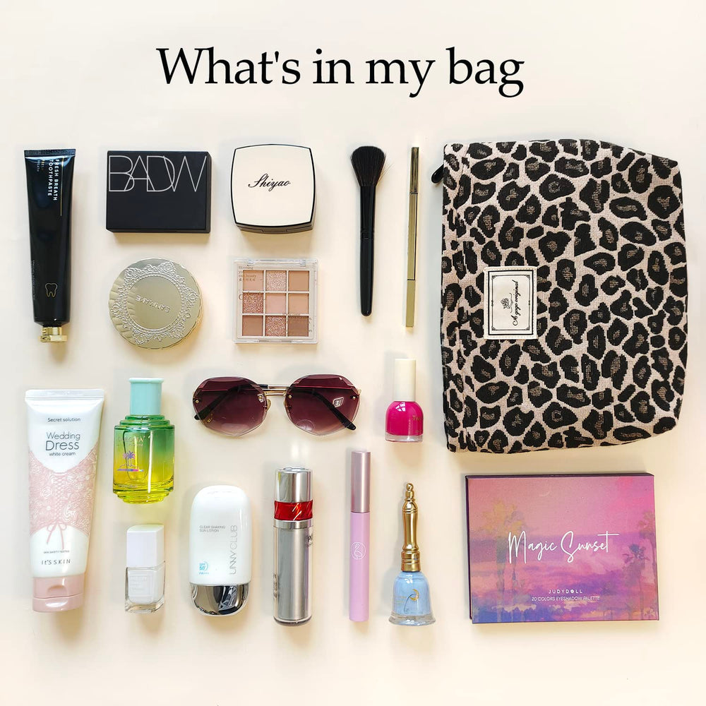 STARDW leopard makeup bag lightweight design for easy packing on trips