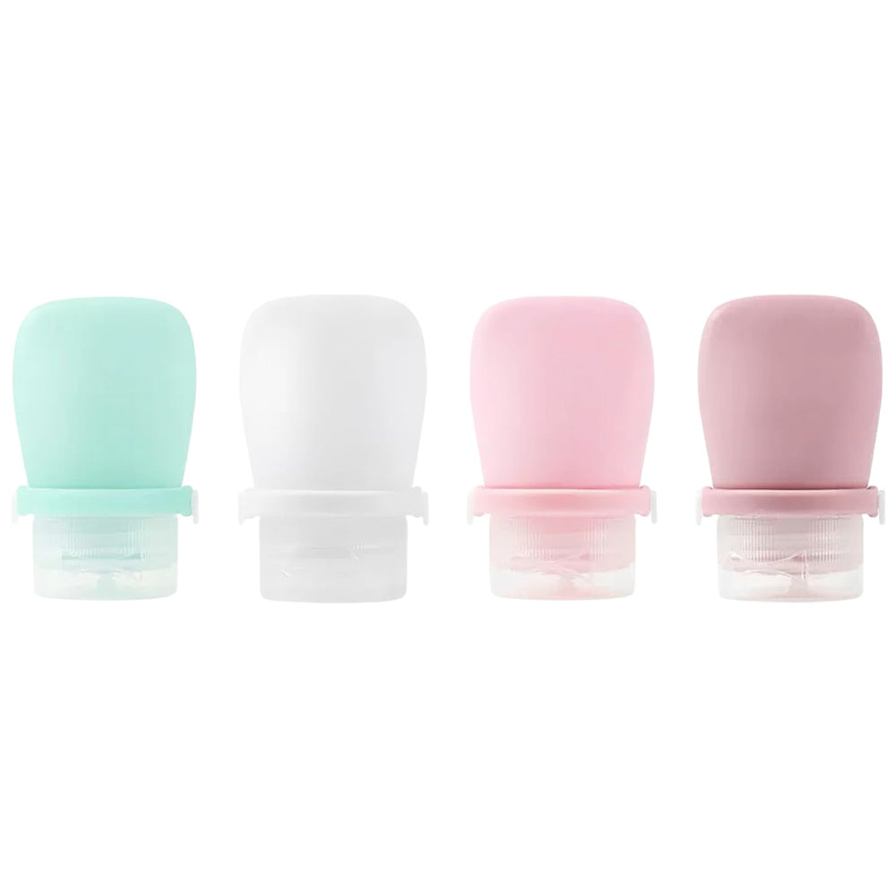 Starfa Lab 4-pack 1oz silicone bottles for travel toiletries.