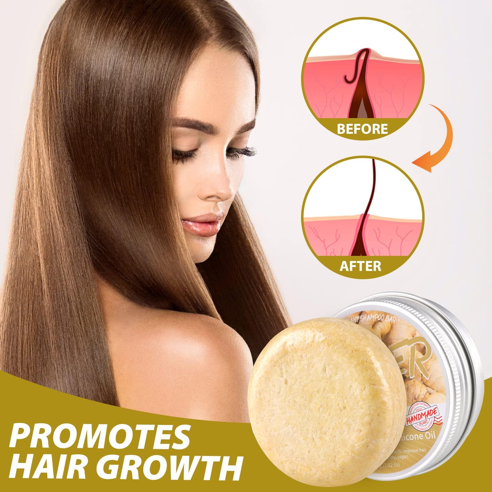 Starhig Ginger Shampoo Bar masaje del cuero cabelludo que estimula folículos