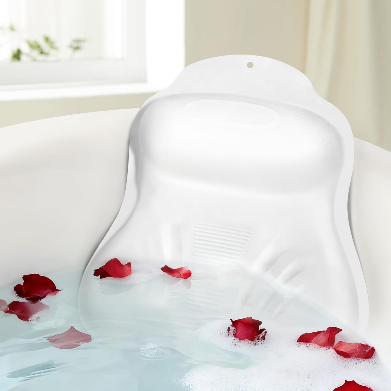 Almohada de baño Starotatess con aire ajustable para mayor confort de la cabeza.
