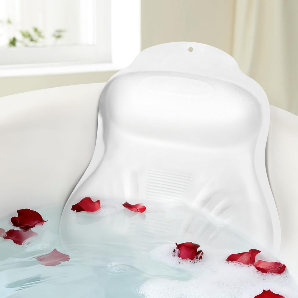 Almohada de baño Starotatess con aire ajustable para mayor confort de la cabeza.