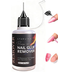 STARVINA quita-pegamento uñas, enfoque en envase de 30ml para uso en casa.