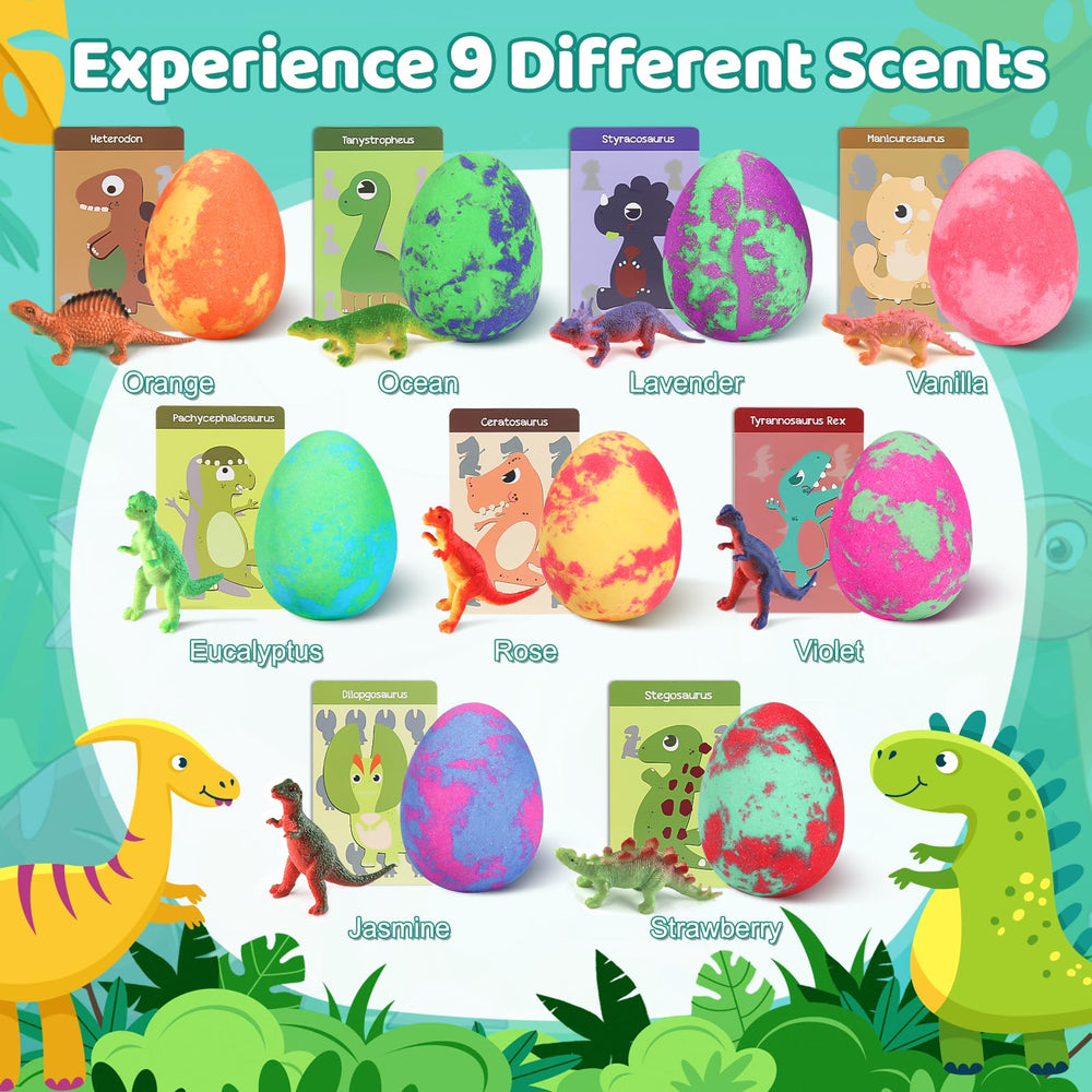 STARYAR dinosaur-toy-inside bath bomb image shows a surprise during bath time.