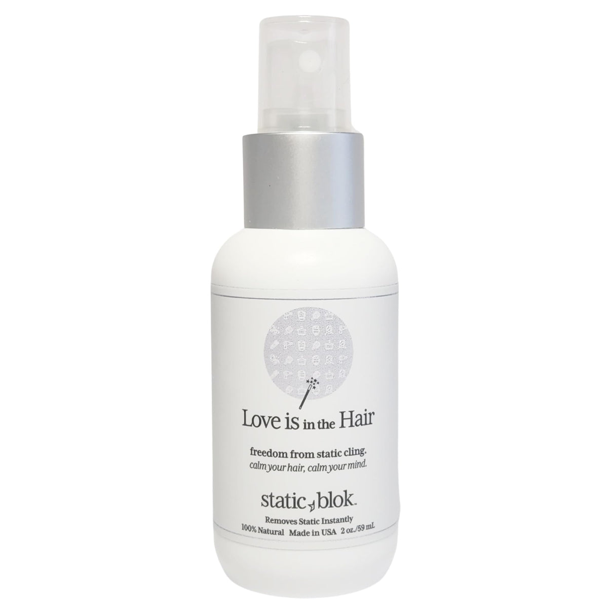 Static Blok: spray antidescarga estática para cabello con efecto duradero.
