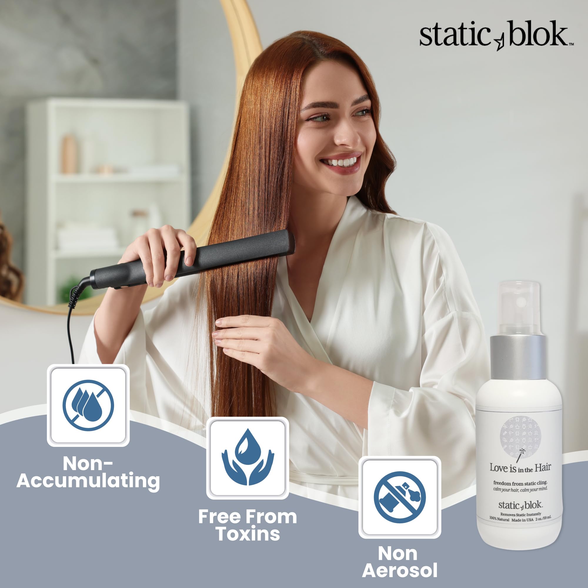 Static Blok: libre de parabenos y ftalatos, opción segura para el cabello.