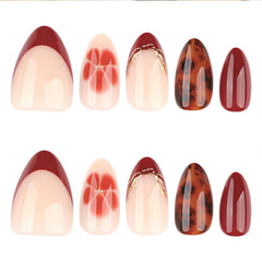 Stbisen uñas gel con punta francesa vino rojo para look sofisticado.