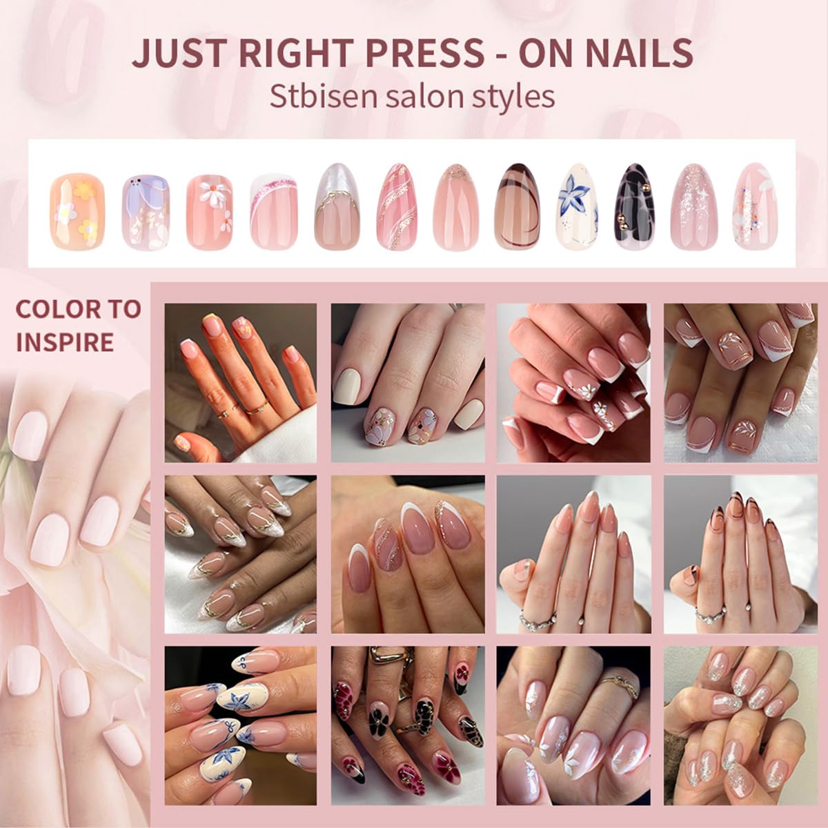 stbisen uñas reutilizables y duraderas para manicuras caseras