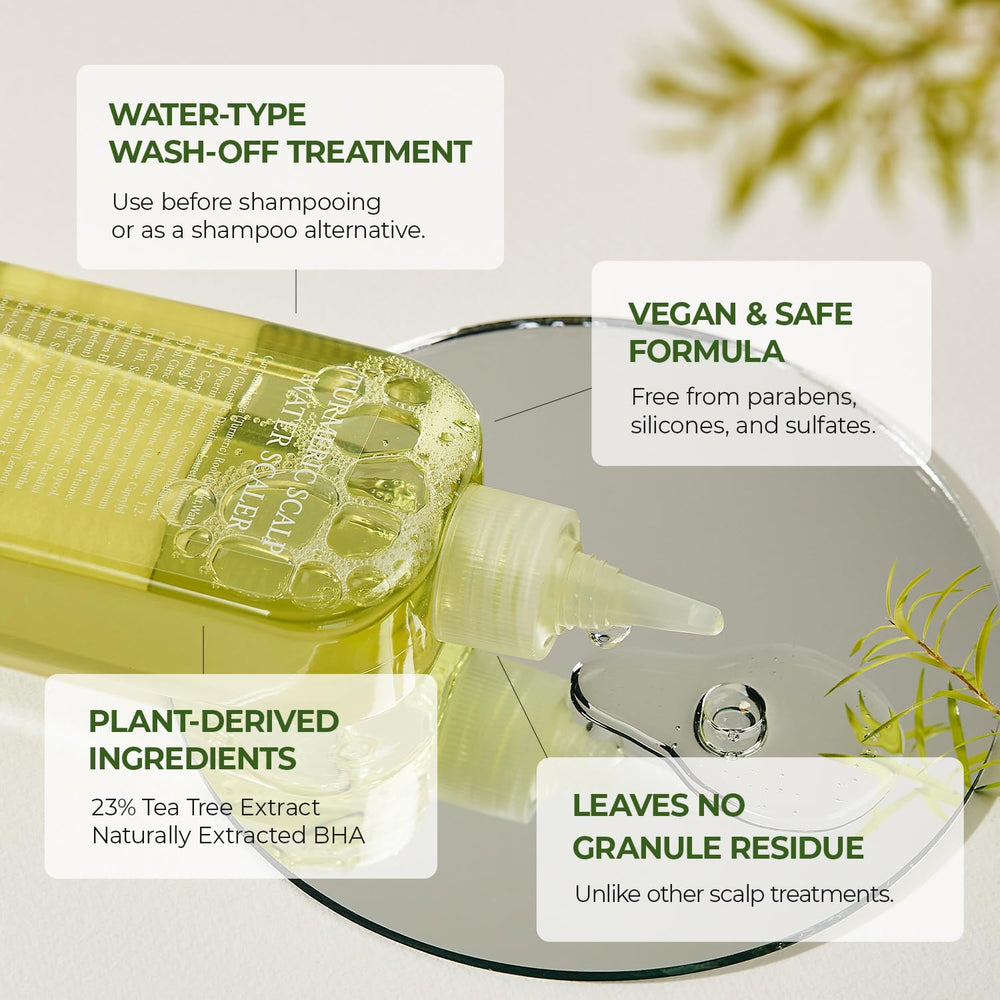 Steambase Tea Tree Scalp Treatment scalp massage during application suggests gentle cleansing and soothing comfort.