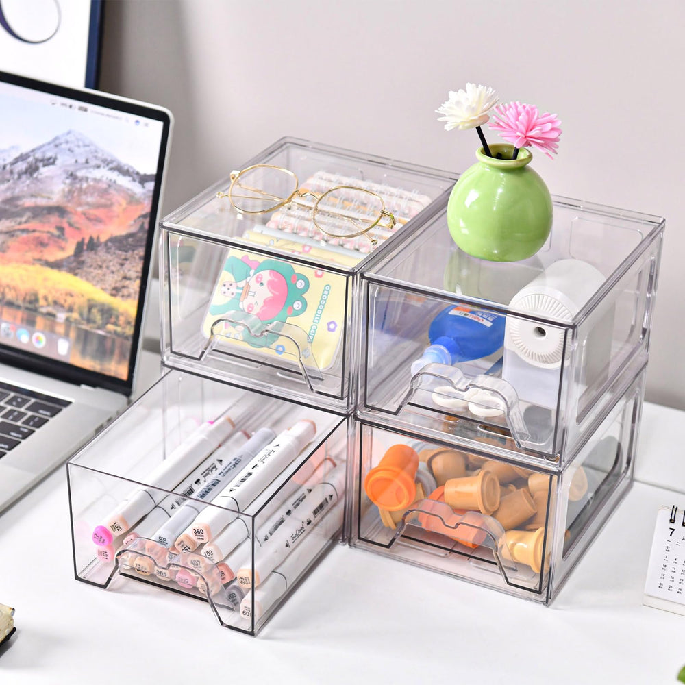 Stebopum transparent bins make it easy to spot items.