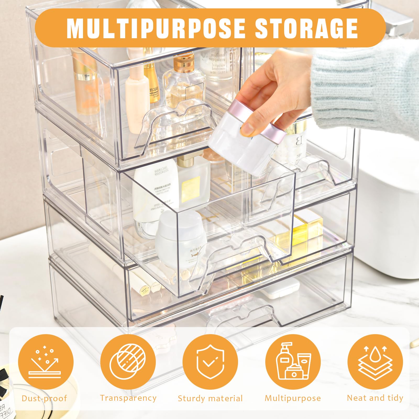 Stebopum vanity storage drawer with built-in handle for easy access