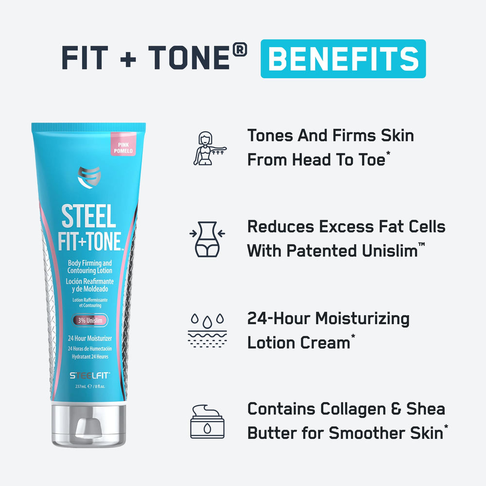 Aplicación suave de SteelFit para tono y firmeza de la piel.