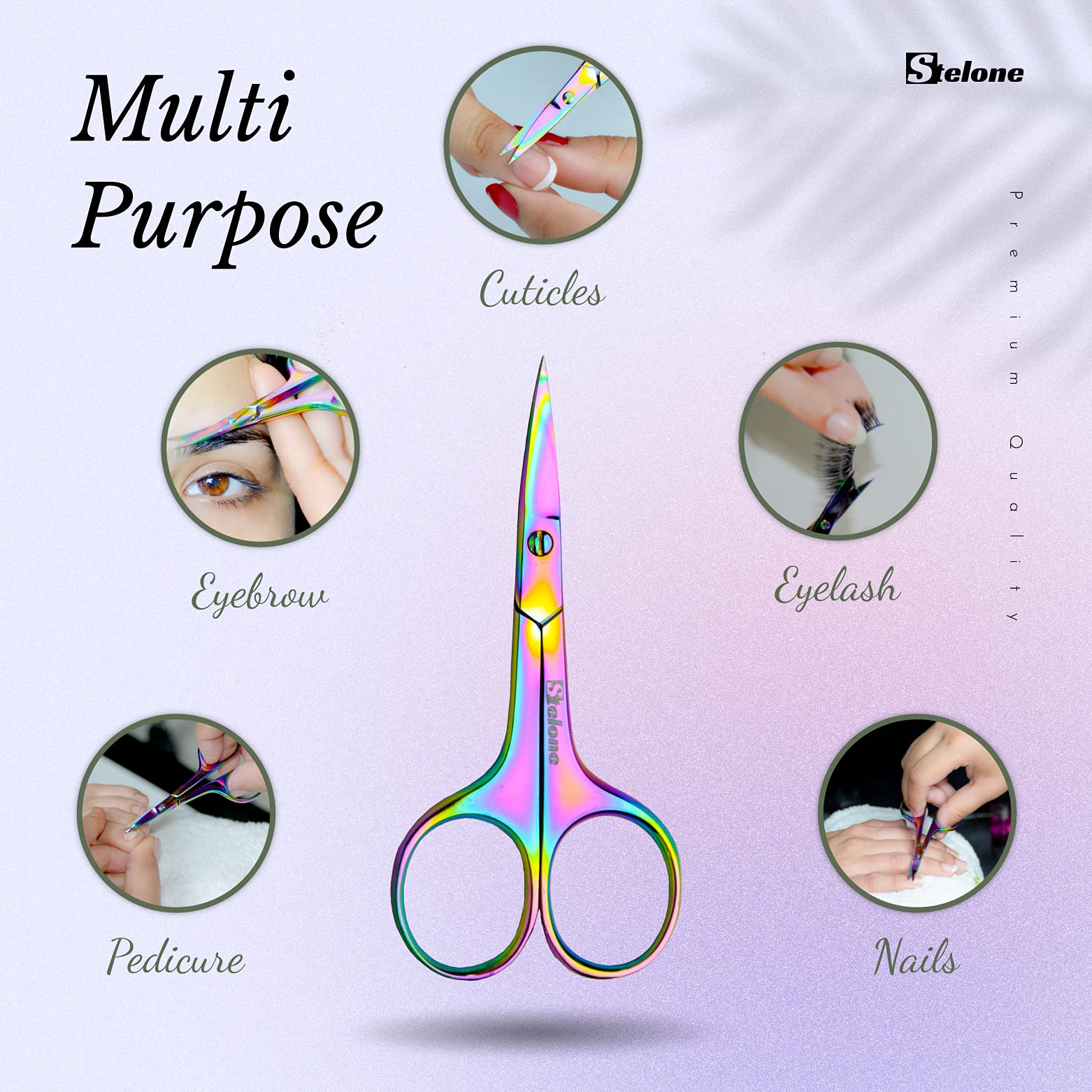 Stelone facial hair removal scissors for delicate trimming and body hair care