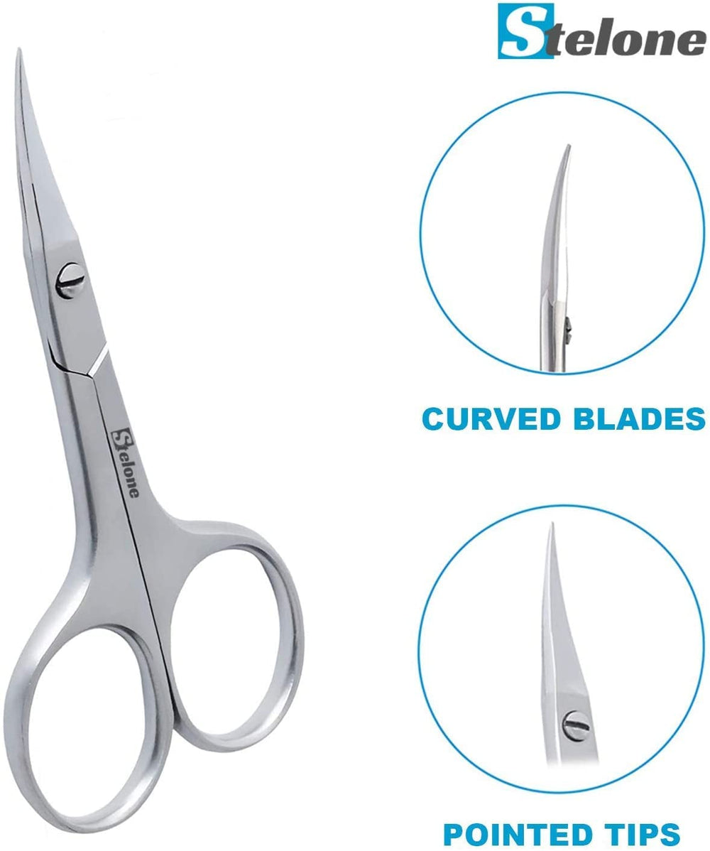 Stelone multi-use scissors ideal for brows, lashes, and facial grooming.