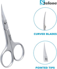 Stelone multi-use scissors ideal for brows, lashes, and facial grooming.