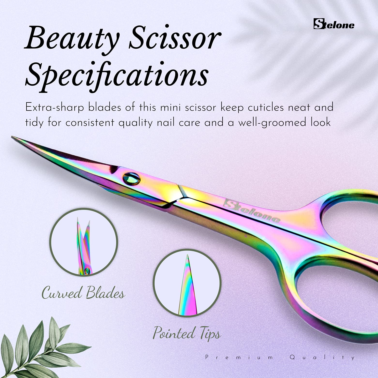 Stelone professional home grooming scissors for at-home manicure and brows