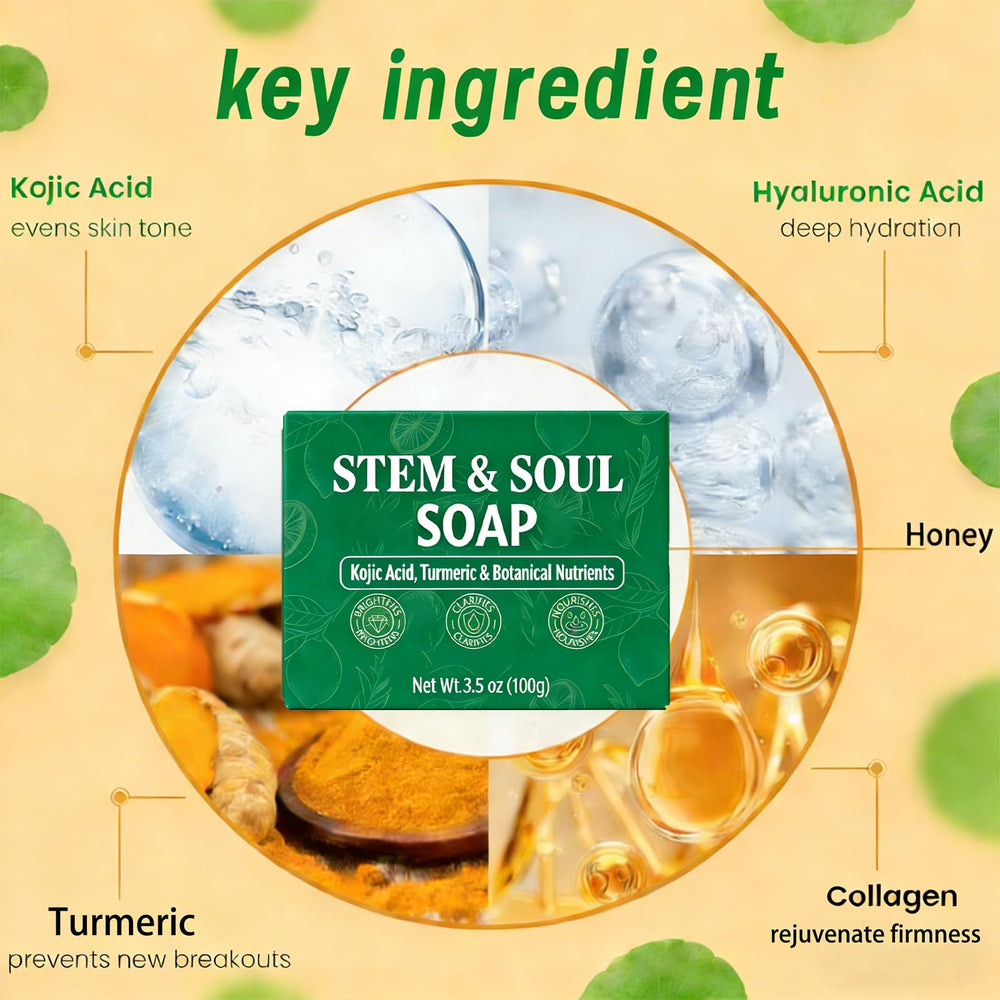 Stem and Soul Jabón Curcuma Limón: cuidado corporal suave y refrescante.