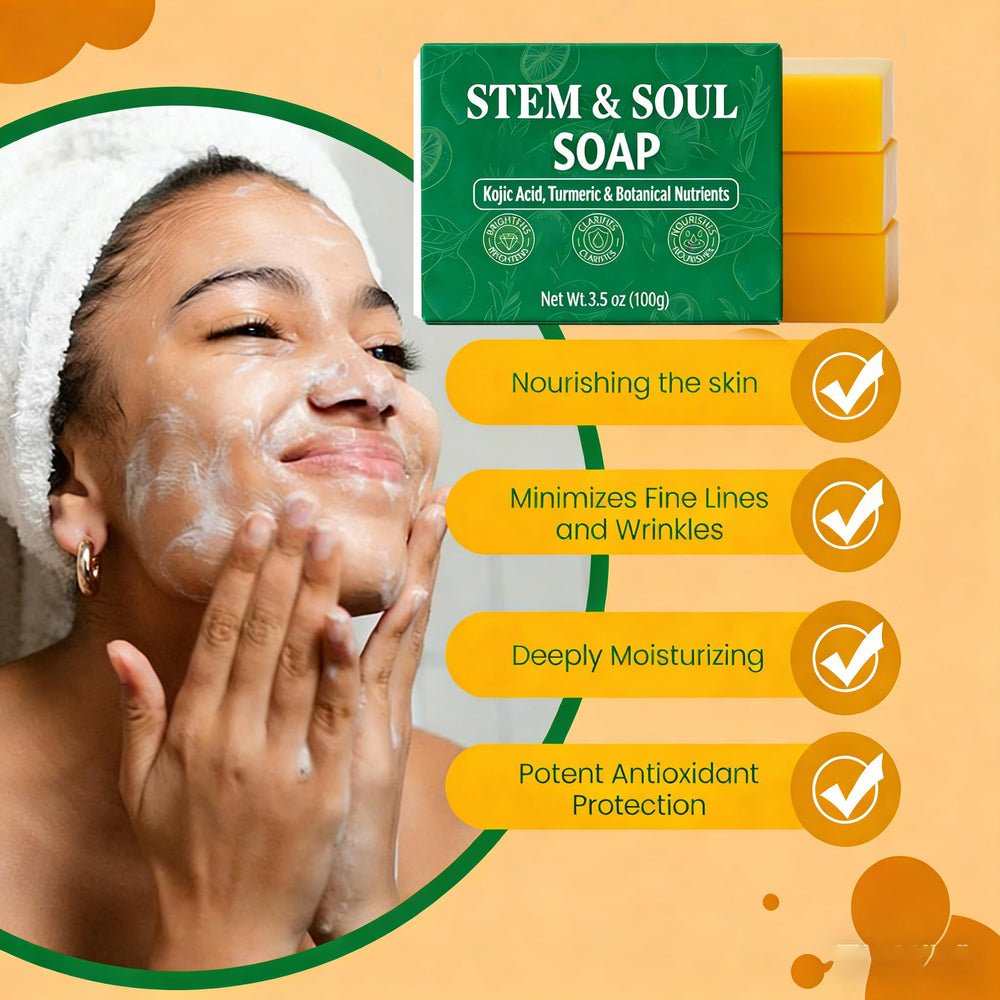 Stem and Soul Jabón Curcuma Limón: limpieza facial profunda para pieles mixtas.