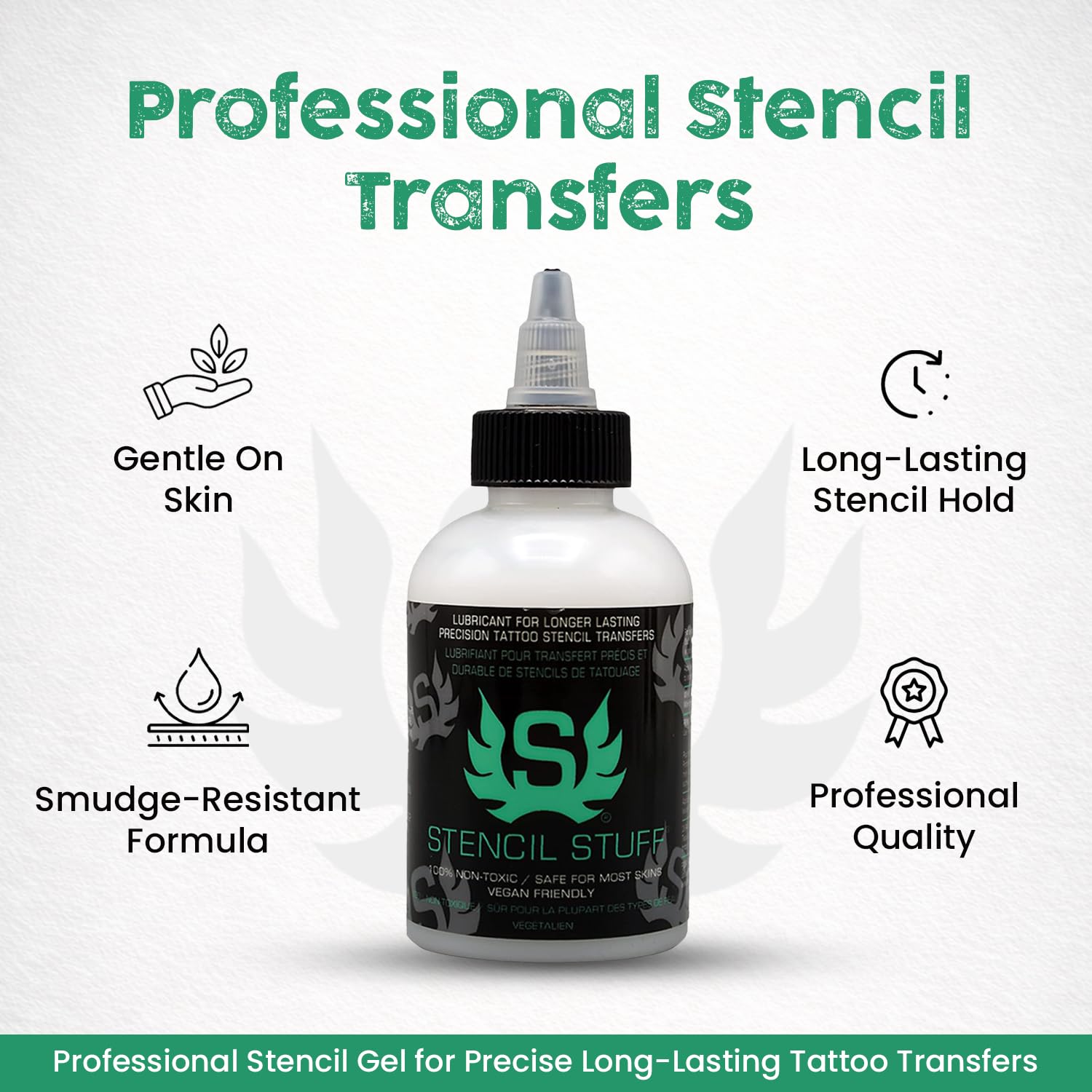 Stencil Stuff gel-secado-rapido: transferencia estable de plantillas para sesiones eficientes.