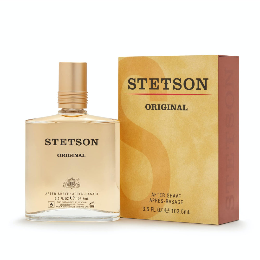 Close-up of cap detail on Stetson After Shave highlights sturdy, travel-ready design.
