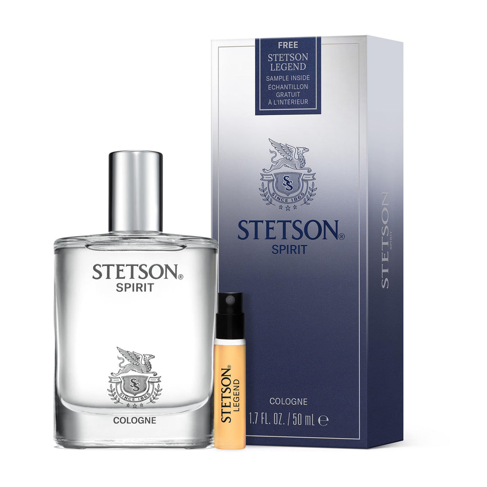 Stetson Spirit bottle side profile with crisp notes.