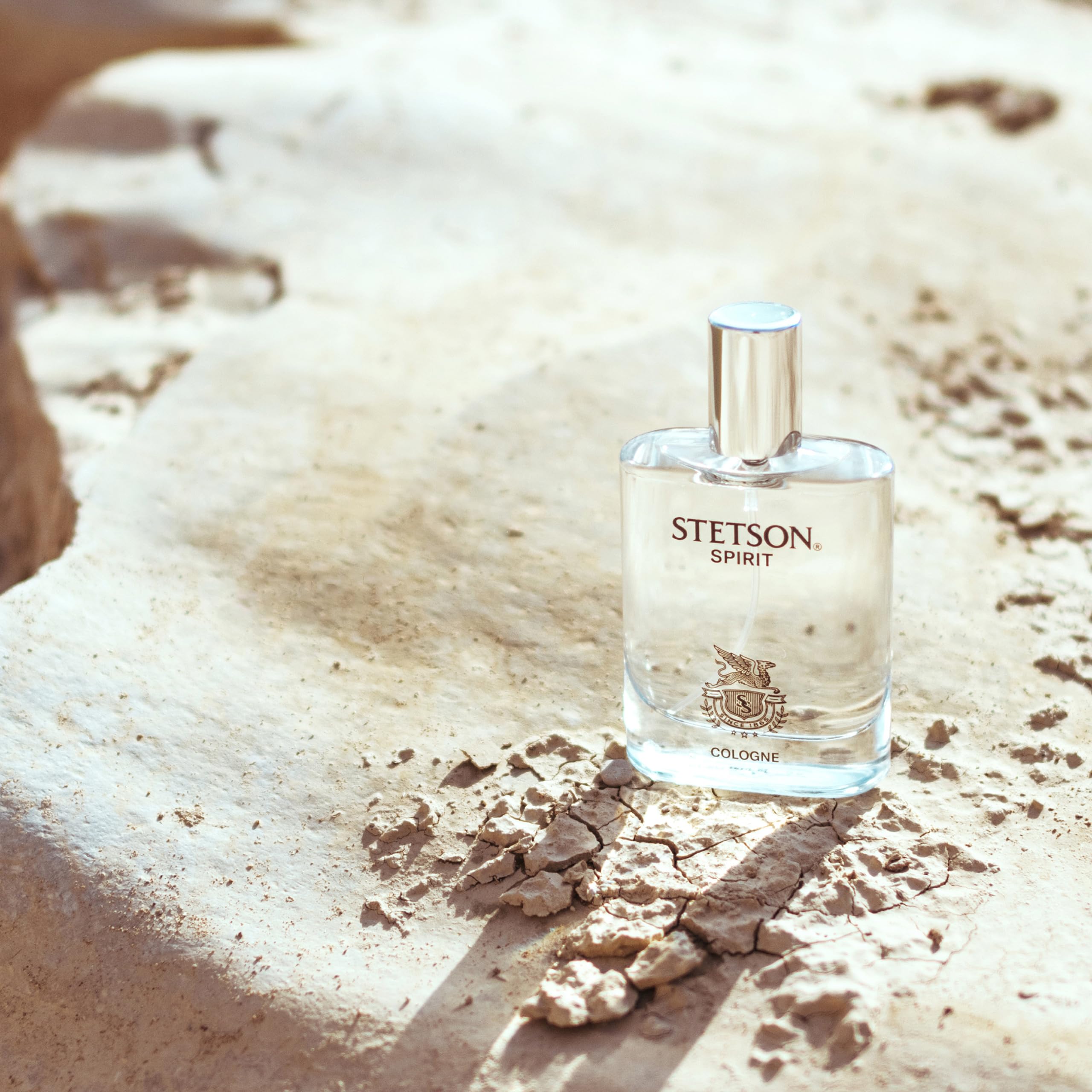 Stetson Spirit glass bottle close-up highlights craftsmanship.