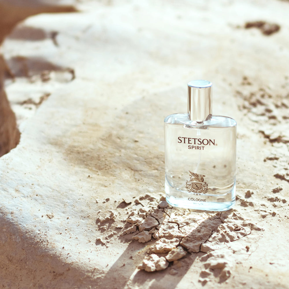 Stetson Spirit glass bottle close-up highlights craftsmanship.