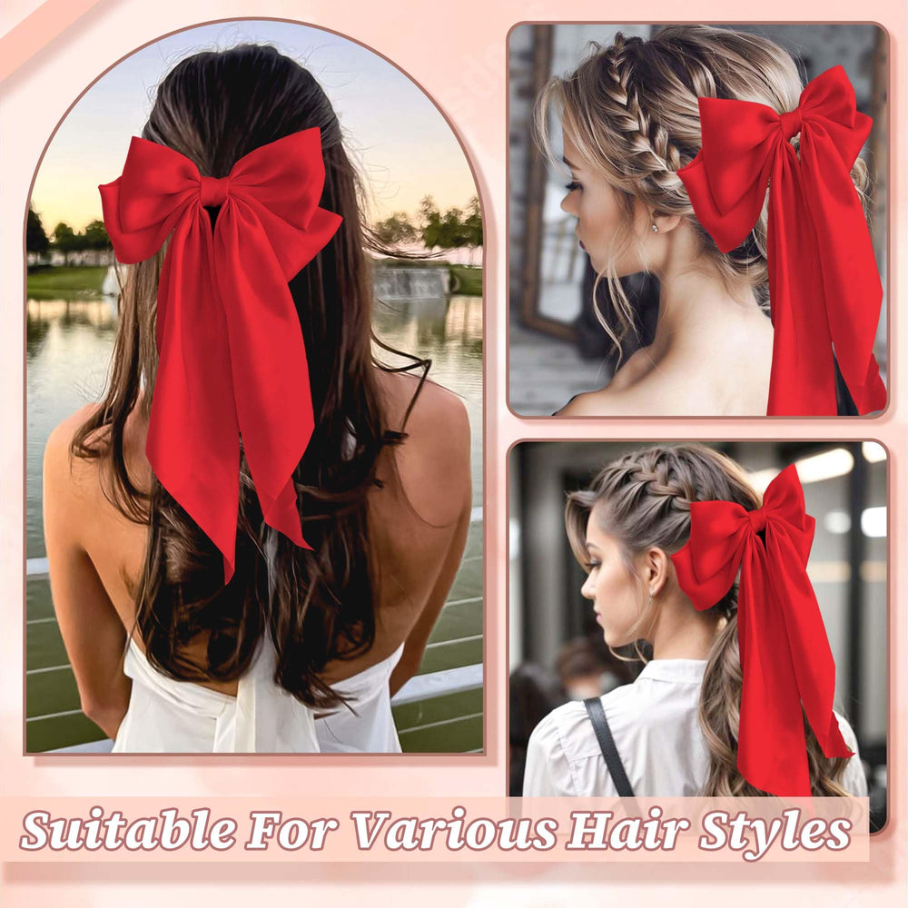 STGDAK two long-tail satin bow adds chic center-back detail